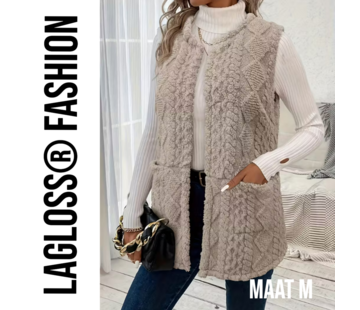 LaGloss Mouwloos Vest Teddy Khaki - Bodywarmer - Maat M