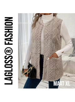 LaGloss Mouwloos Vest Teddy Khaki - Bodywarmer - Maat XL