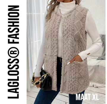 LaGloss Mouwloos Vest Teddy Khaki - Bodywarmer - Maat XL
