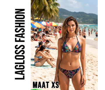 LaGloss Sexy Retro Print Halterneck Bikini Set - Maat XS