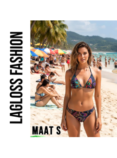LaGloss Sexy Retro Print Halterneck Bikini Set - Maat S
