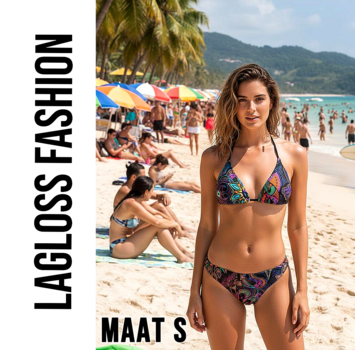 LaGloss Sexy Retro Print Halterneck Bikini Set - Maat S