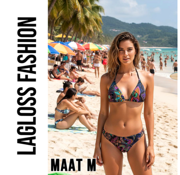 LaGloss Sexy Retro Print Halterneck Bikini Set - Maat M
