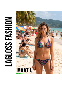LaGloss Sexy Retro Print Halterneck Bikni Set - Maat L
