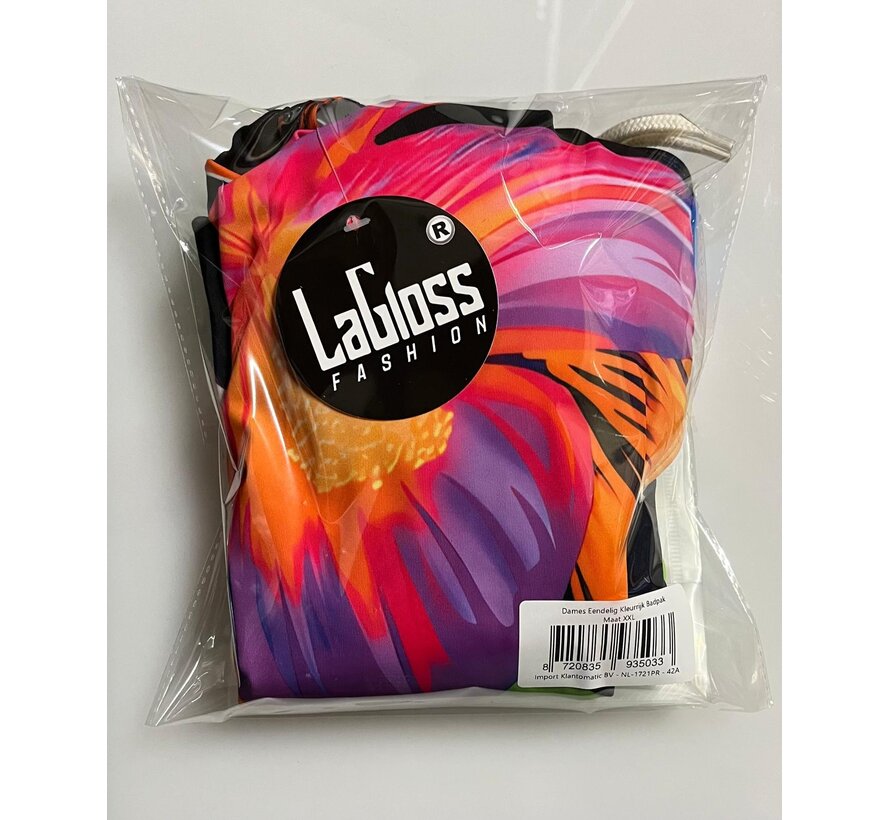 LaGloss® Dames Eendelig Kleurrijk Badpak – Rugloos Sportief Zwempak met Hoge Stretch & Sneldrogende Stof – Perfecte Pasvorm voor Strand, Zwembad & Vakantie – Maat XXL