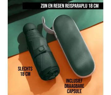 Allernieuwste.nl Opvouwbare Reisparaplu Waterdicht en Anti-UV - Incl Capsule - Groen