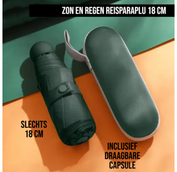 Allernieuwste.nl Opvouwbare Reisparaplu Waterdicht en Anti-UV - Incl Capsule - Groen