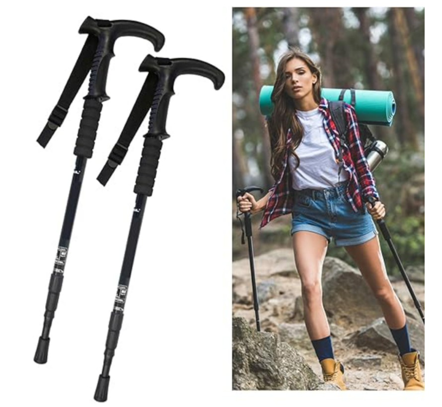 2 Stuks Nordic Walking Stick Rood – Verstelbare Aluminium Wandelstok - Uitschuifbaar 50–110 cm
