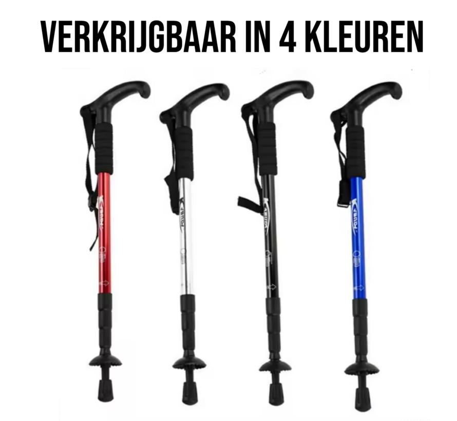 2 Stuks Nordic Walking Stick Zwart – Verstelbare Aluminium Wandelstok - Uitschuifbaar 50–110 cm