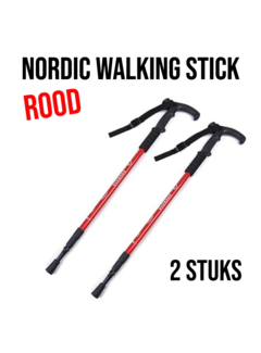 Allernieuwste.nl® 2 Stuks Nordic Walking Stick Rood - Uitschuifbaar 50–110 cm
