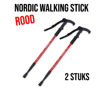 Allernieuwste.nl® 2 Stuks Nordic Walking Stick Rood - Uitschuifbaar 50–110 cm
