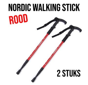 Allernieuwste.nl® 2 Stuks Nordic Walking Stick Rood - Uitschuifbaar 50–110 cm