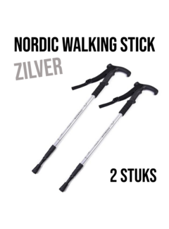 Allernieuwste.nl® 2 Stuks Nordic Walking Stick Zilver - Uitschuifbaar 50–110 cm