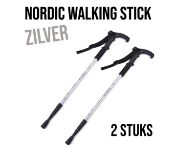 Allernieuwste.nl® 2 Stuks Nordic Walking Stick Zilver - Uitschuifbaar 50–110 cm