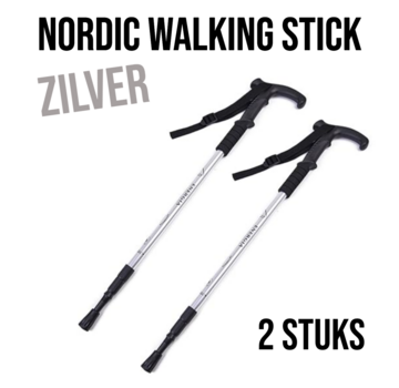 Allernieuwste.nl® 2 Stuks Nordic Walking Stick Zilver - Uitschuifbaar 50–110 cm