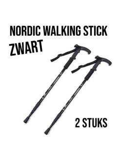 Allernieuwste.nl® 2 Stuks Nordic Walking Stick Zwart - Uitschuifbaar 50–110 cm