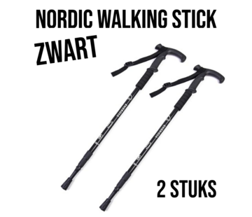 Allernieuwste.nl® 2 Stuks Nordic Walking Stick Zwart - Uitschuifbaar 50–110 cm