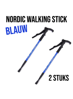 Allernieuwste.nl® 2 Stuks Nordic Walking Stick Blauw - Uitschuifbaar 50–110 cm