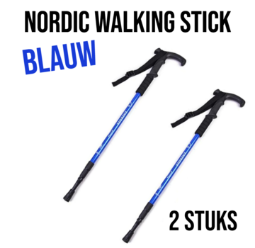Allernieuwste.nl® 2 Stuks Nordic Walking Stick Blauw - Uitschuifbaar 50–110 cm