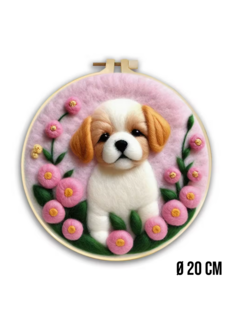 Allernieuwste.nl® DIY Naaldvilt Wolvilt Pakket – Puppy met Roze Lucht
