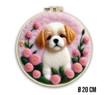 Allernieuwste.nl® DIY Naaldvilt Wolvilt Pakket – Puppy met Roze Lucht