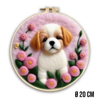 Allernieuwste.nl® DIY Naaldvilt Wolvilt Pakket – Puppy met Roze Lucht