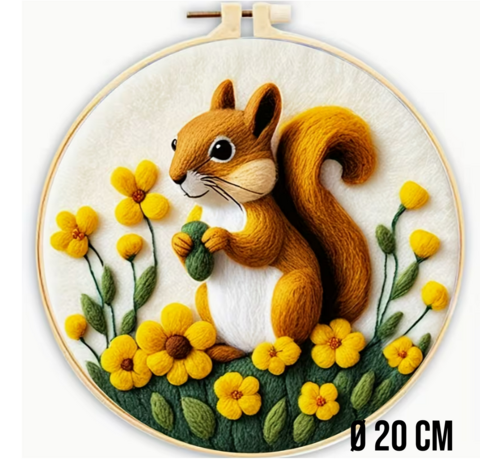 Allernieuwste.nl® DIY Naaldvilt Wolvilt Pakket – Complete Starterset Eekhoorn – Met Wol, Naalden, Borduurring & Handleiding – Creatief Hobbypakket voor Beginners & Gevorderden