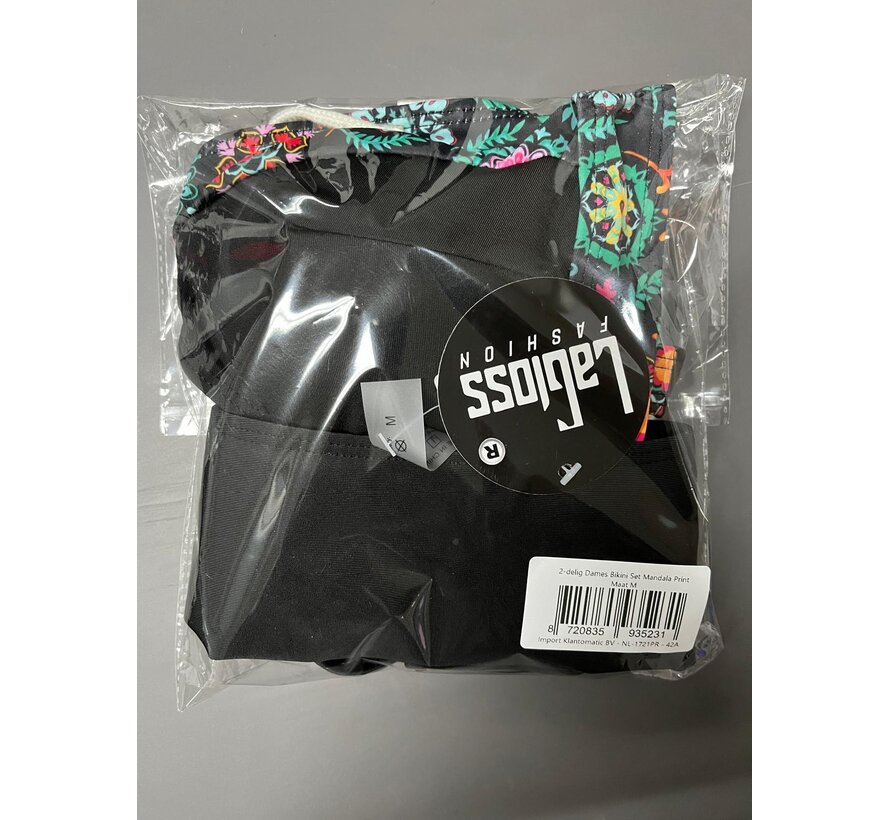 LaGloss® Dames Bikini Set – 2-delig Mandala Print – V-hals – Hoge Taille – Modieuze Zwemkleding Strandoutfit – Maat M