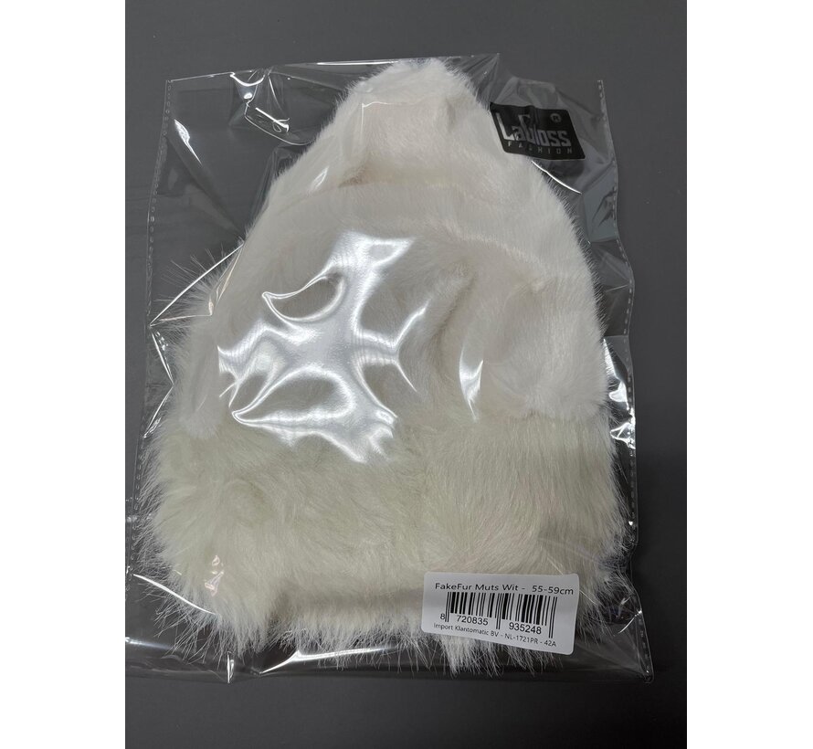 LaGloss® FakeFur Muts Wit - Modieus & Winterwarm - 55-59cm - Faux Fur Stijl - Wit