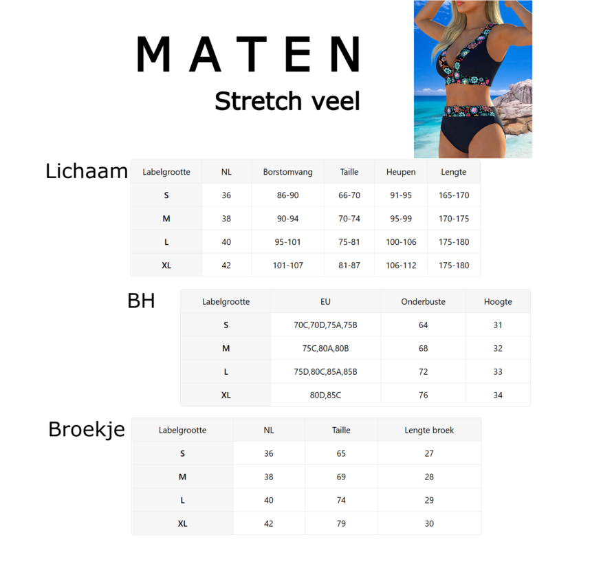 LaGloss® Dames Bikini Set – 2-delig Mandala Print – V-hals – Hoge Taille – Modieuze Zwemkleding Strandoutfit – Maat L