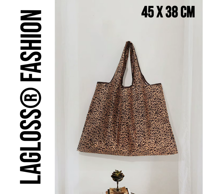 LaGloss® XL Boodschappen Tas met Luipaardprint Grote Trendy Strandtas Beach Bag 45 x 38 cm Schoudertas - Opvouwbare Shopper Luipaard Print XL Tas %%