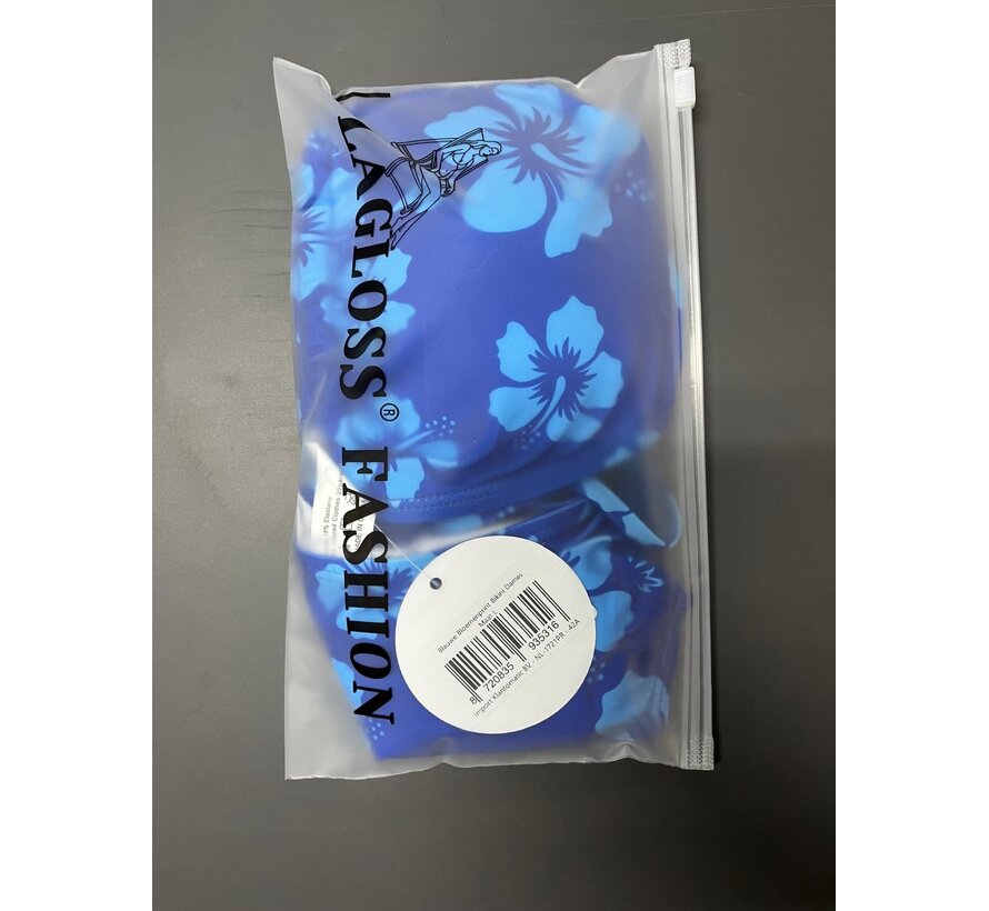 LaGloss® Blauwe Bloemenprint Bikini Dames – Halter Top – 2-delig Badmode - Modieuze Zwemkleding Strandoutfit – Maat L