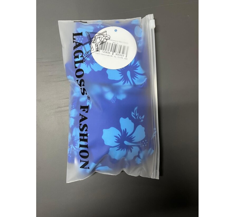 LaGloss® Blauwe Bloemenprint Bikini Dames – Halter Top – 2-delig Badmode - Modieuze Zwemkleding Strandoutfit – Maat XL