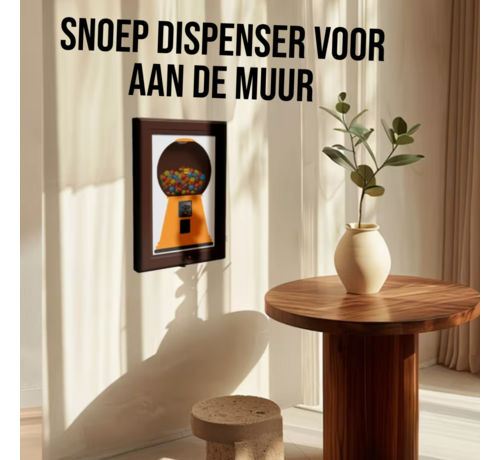 Allernieuwste.nl® Snoep Dispenser Fotolijst Bruin – Moderne 2-in-1 Snoepautomaat voor aan de Muur 21×30 cm