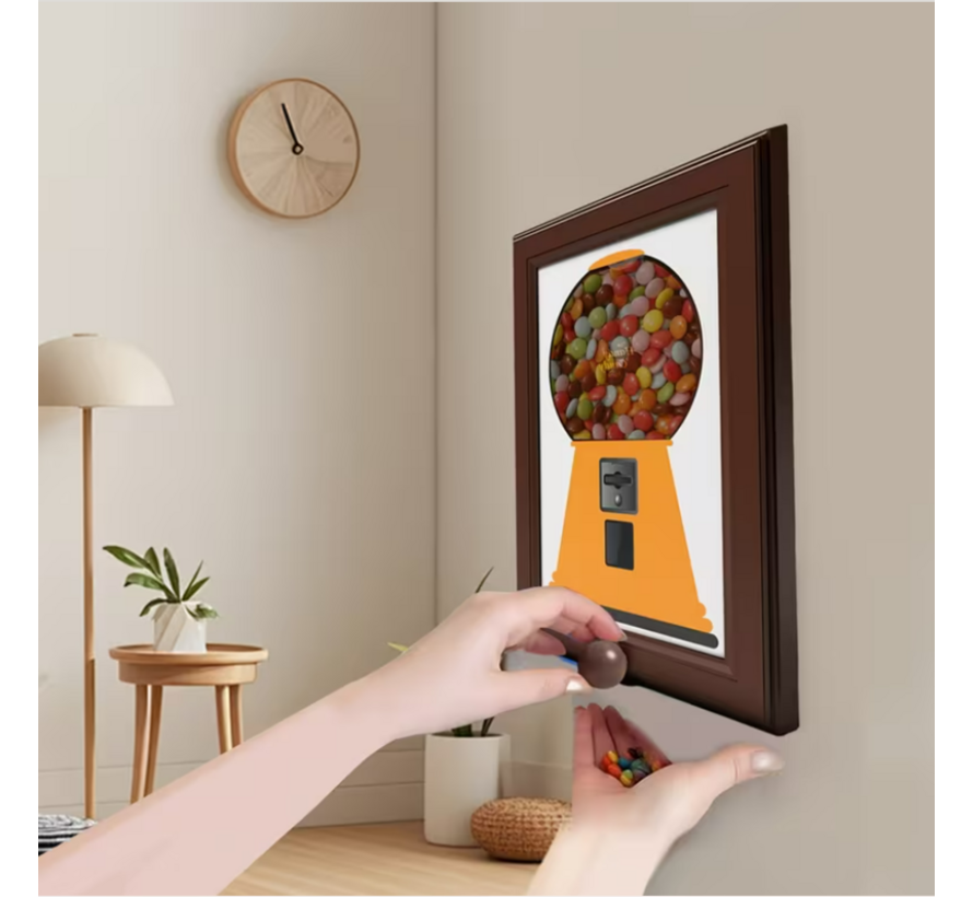 Snoep Dispenser Fotolijst Bruin – Moderne 2-in-1 Snoepautomaat voor aan de Muur 21×30 cm