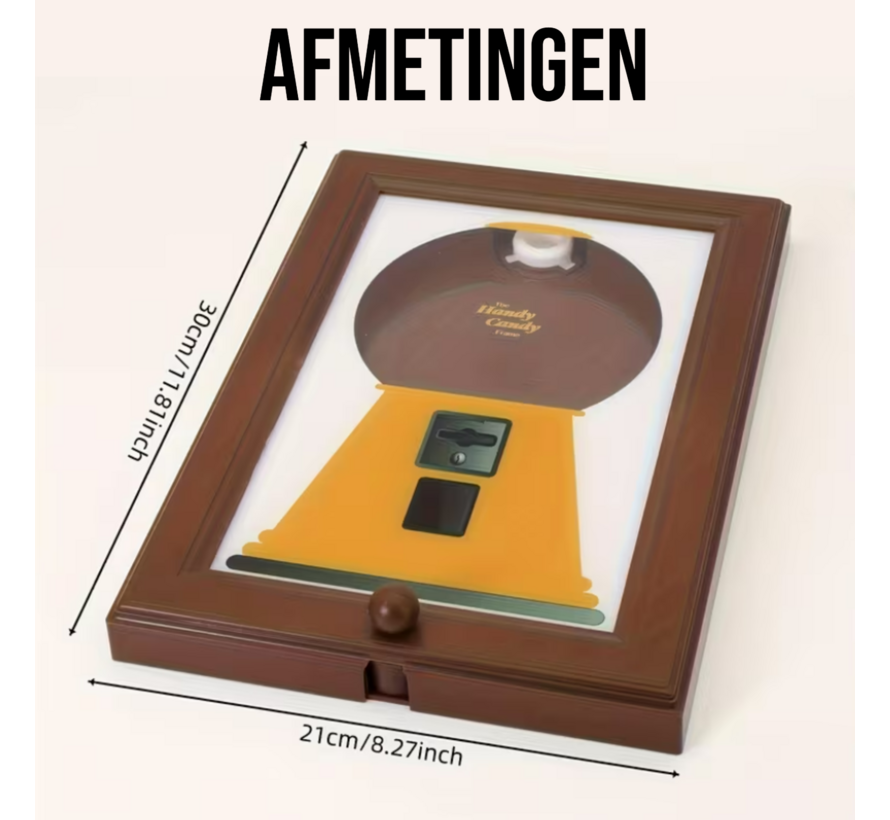 Snoep Dispenser Fotolijst Bruin – Moderne 2-in-1 Snoepautomaat voor aan de Muur 21×30 cm