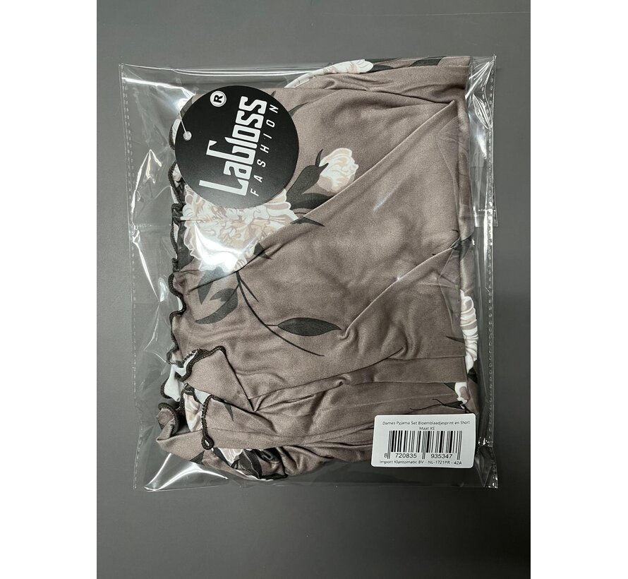 LaGloss® Dames Pyjama Set Bloemblaadjesprint – Mouwloos en Short – Luchtig en Comfortabel - Maat XS