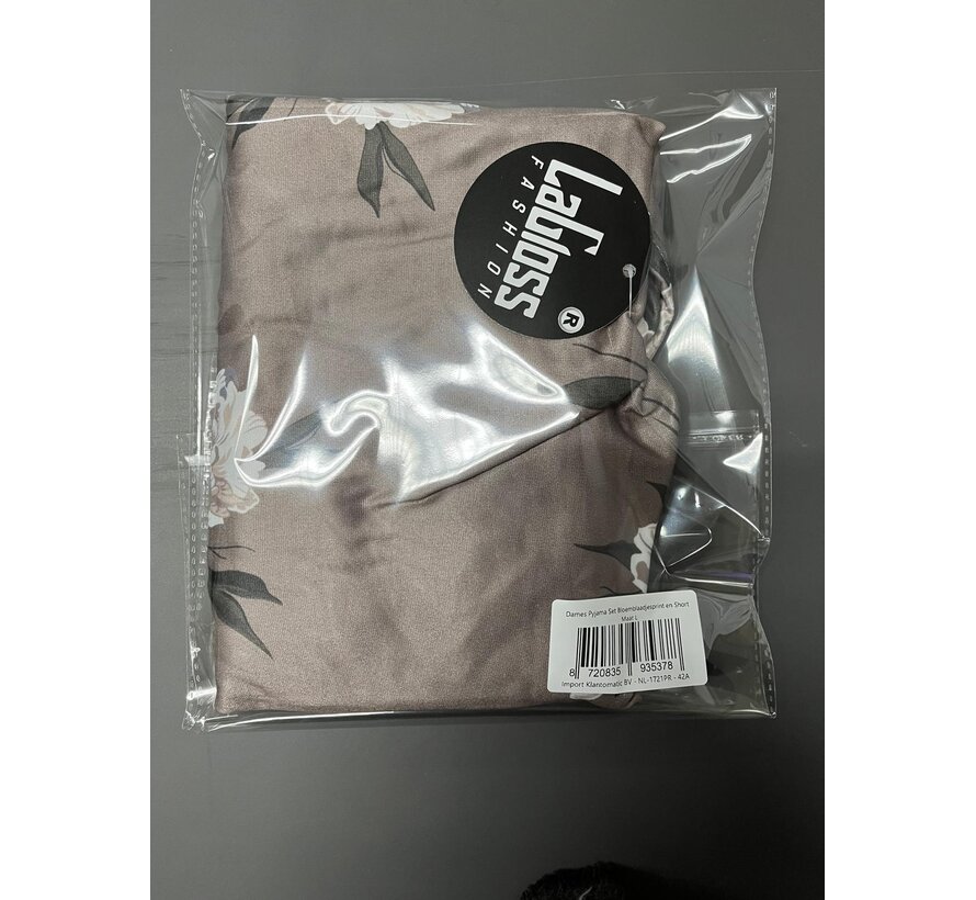 LaGloss® Dames Pyjama Set Bloemblaadjesprint – Mouwloos en Short – Luchtig en Comfortabel - Maat L