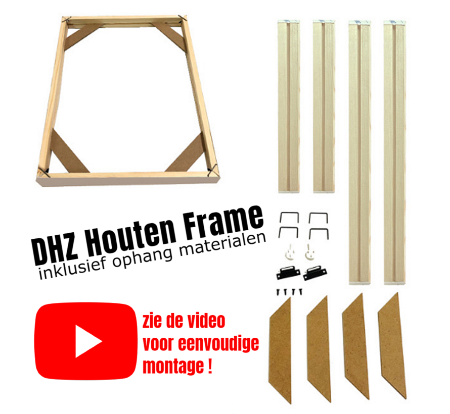 Allernieuwste.nl® Houten Frame voor Canvas Doek 70 x 100 cm - Diamond Painting - Schilderen op nummer - Kunst aan je muur