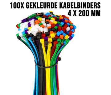 Allernieuwste.nl 100 Stuks Kabelbinders Multicolor Mix - Tyraps 4 x 200mm Nylon