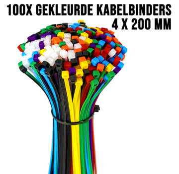 Allernieuwste.nl 100 Stuks Kabelbinders Multicolor Mix - Tyraps 4 x 200mm Nylon
