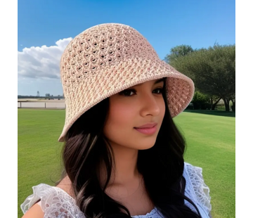 LaGloss Zomer Strandhoed Roze – Ademende Gehaakte Dameshoed – One Size **