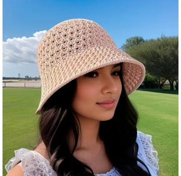 LaGloss Zomer Strandhoed Roze – Ademende Gehaakte Dameshoed – One Size **