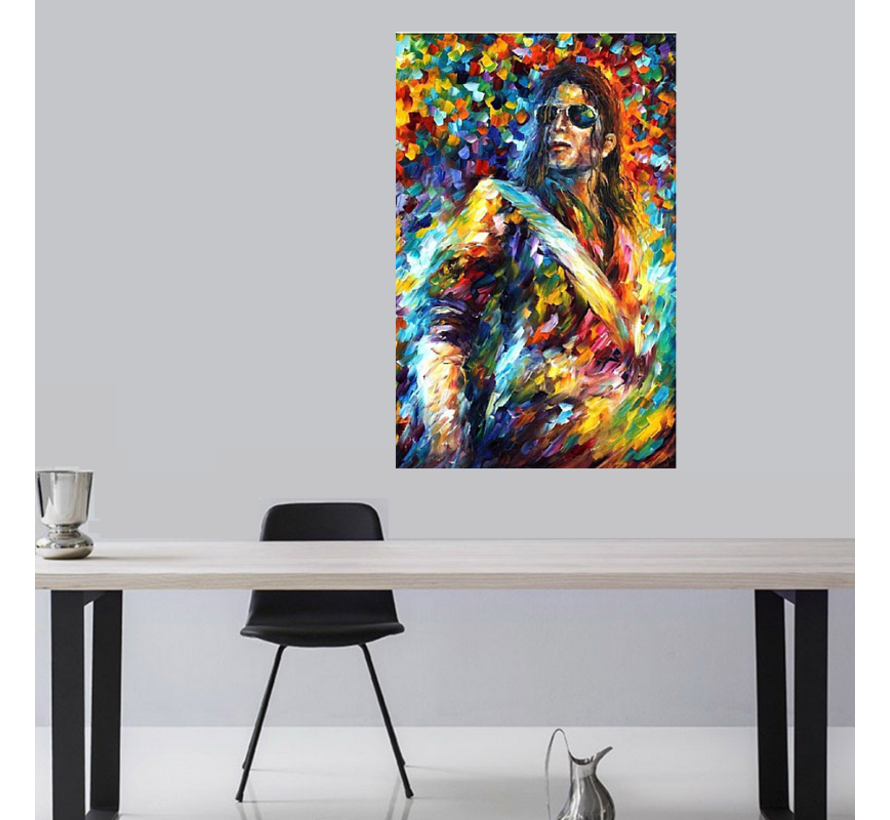 Allernieuwste.nl® Canvas Schilderij Michael Jackson Graffiti - Zanger Songwriter Danser Grafiti - Kleur - 50 x 70 cm