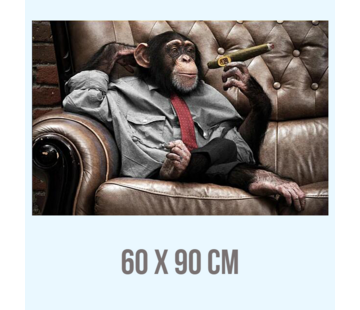 Allernieuwste.nl Canvas Schilderij Gorilla Aap met Sigaar - 60 x 90 cm