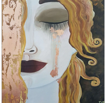 Allernieuwste.nl Canvas Schilderij Gustav Klimt: Gouden Tranen -56,5 x 56,5 cm