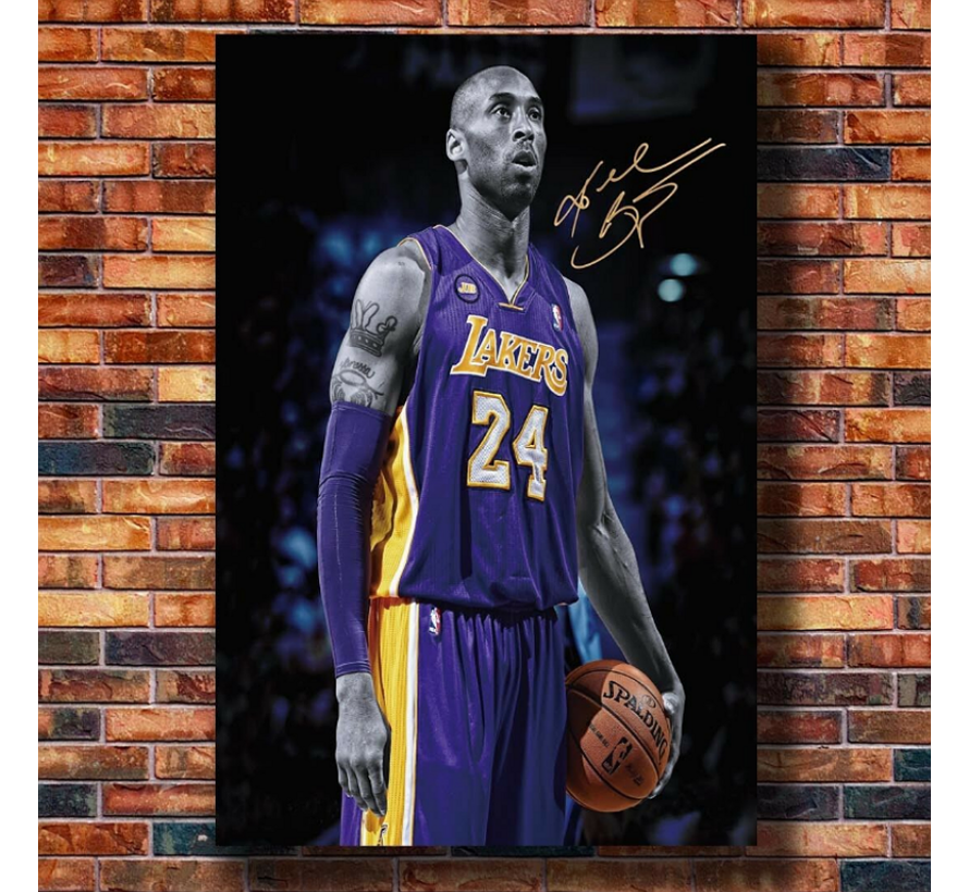 Allernieuwste.nl® Canvas Schilderij Basketbal Legende Kobe Bryant - Kunst Poster - Sport - Kleur - 70 x 100 cm