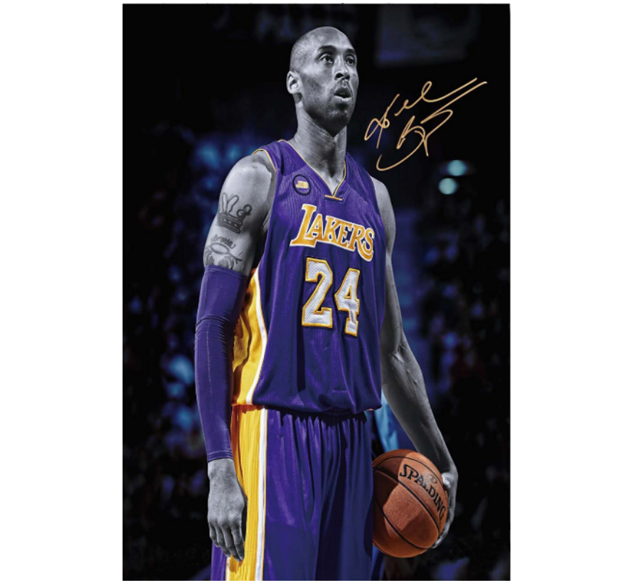Allernieuwste.nl® Canvas Schilderij Basketbal Legende Kobe Bryant - Kunst Poster - Sport - Kleur - 70 x 100 cm