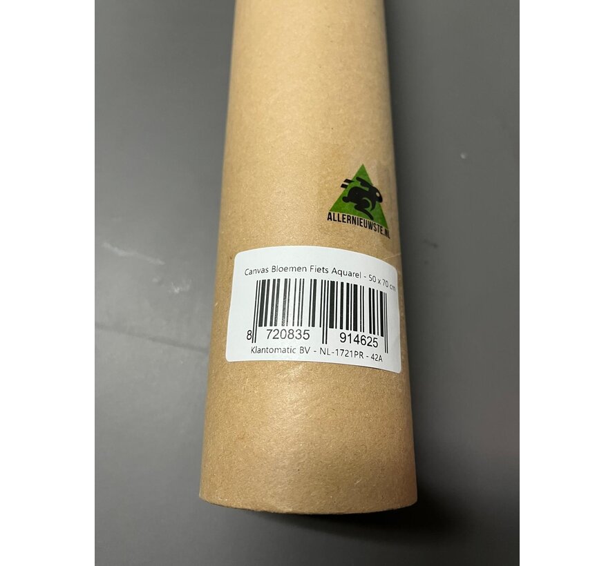 Allernieuwste.nl® Canvas Schilderij Bloemen Fiets Aquarel - Abstract - Kleur Rood - 50 x 70 cm