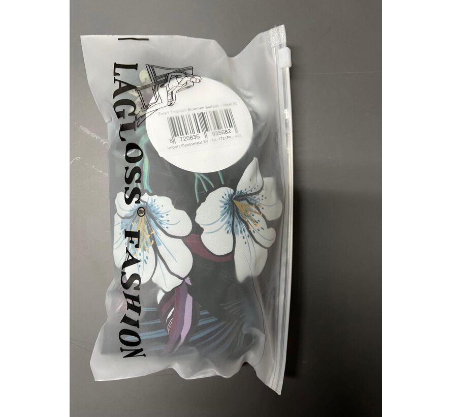 LaGloss® Zwart Tropisch Bloemen Badpak - Zomer Beach Swimsuit - 1-delig - Maat XL %%